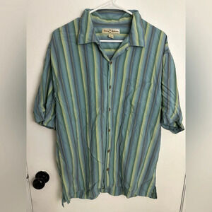 Tommy Bahama Silk Dress Shirt Men’s button up short sleeve Size L #1431